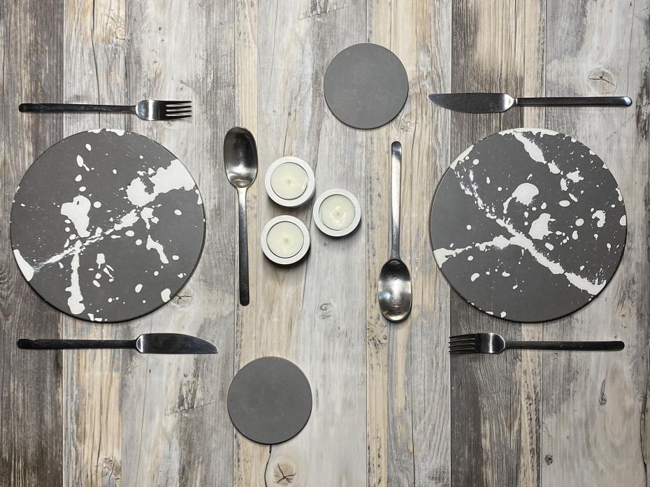 CONCRETE & WAX Table Settting for Two in Grey